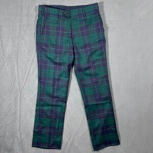 Bonobos Athletic Fit Wool Trousers Plaid Holiday 🎄 32x31 blue green $118